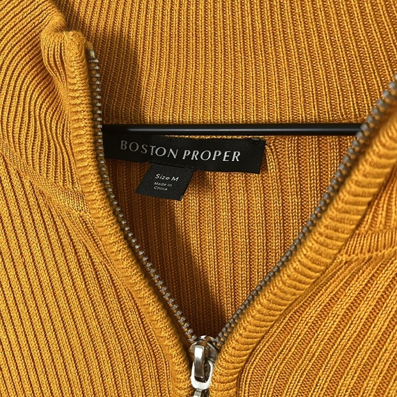 NWT Boston Proper Ribbed Half-Zip Knit Sweater – Golden Yellow – Size M - Picture 3 of 6